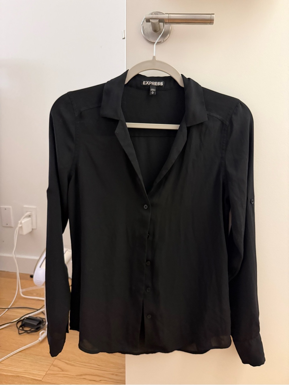 Express Women's Black Button-Down Shirt Slim Fit Size XS